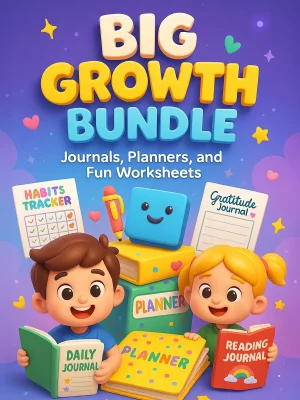 Big Growth Bundle for Kids &ndash; 1260 Pages of Journals, Planners, and Fun Worksheets