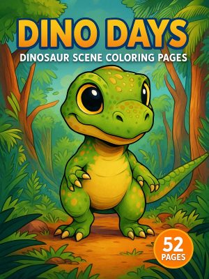Dino Days &ndash; 52 Dinosaur Scene Coloring Pages