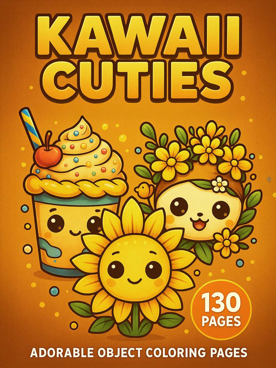 Kawaii Cuties – 130 Adorable Everyday Object Coloring Pages