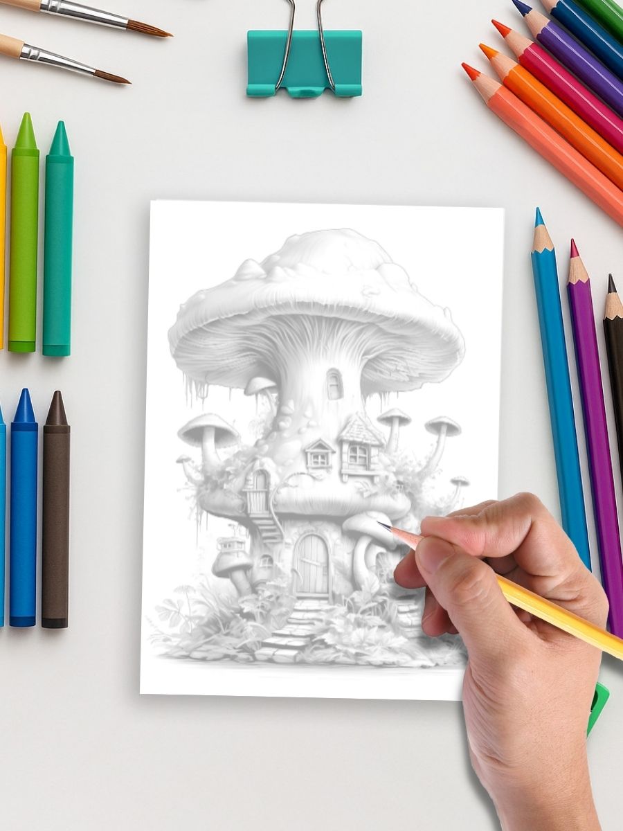 Mushroom Cottage Magic – 75 Whimsical House Pages - Image 4