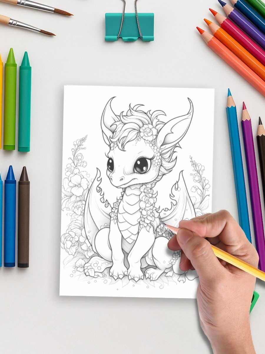 Fire & Flight – 50 Dragon Coloring Pages - Image 4